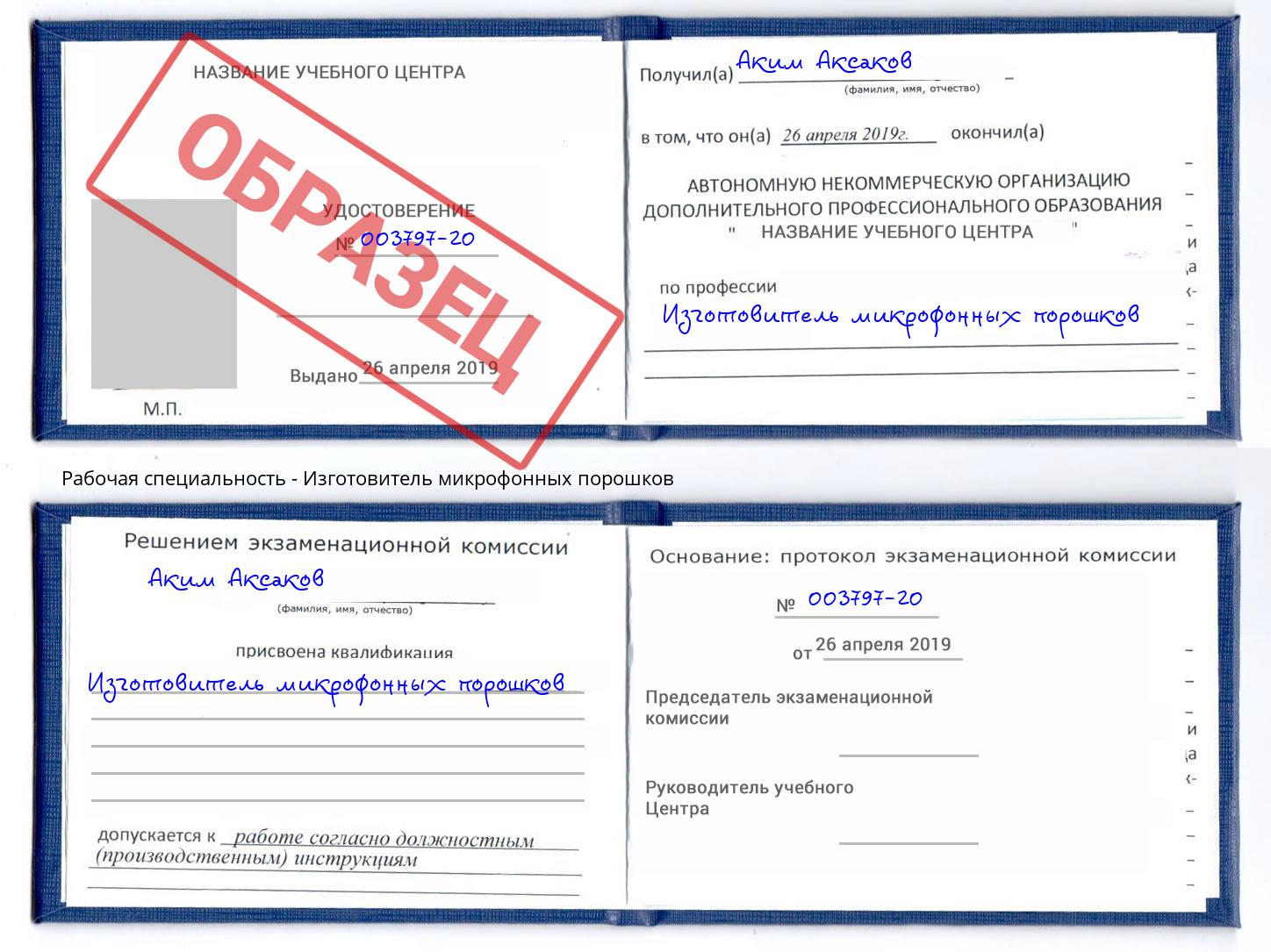 Изготовитель микрофонных порошков Белово