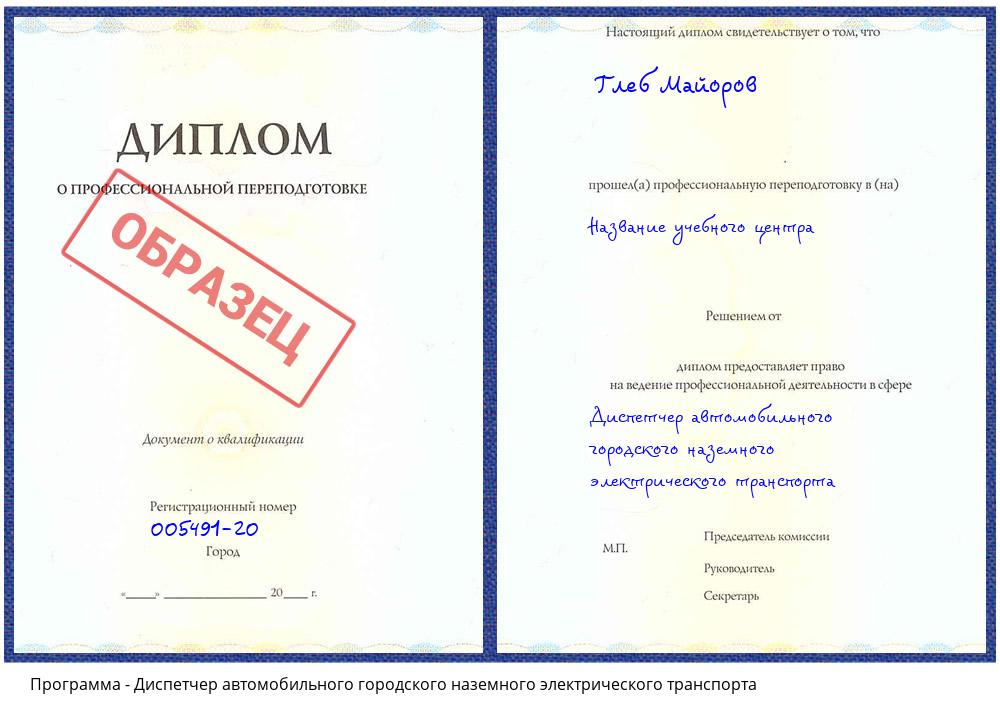 Диспетчер автомобильного городского наземного электрического транспорта Белово