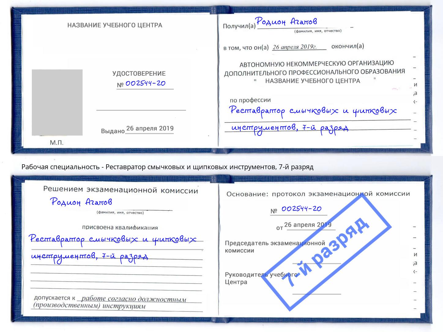 корочка 7-й разряд Реставратор смычковых и щипковых инструментов Белово